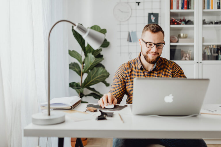 working at desk