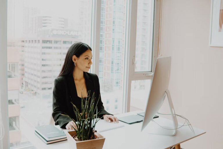 working at desk