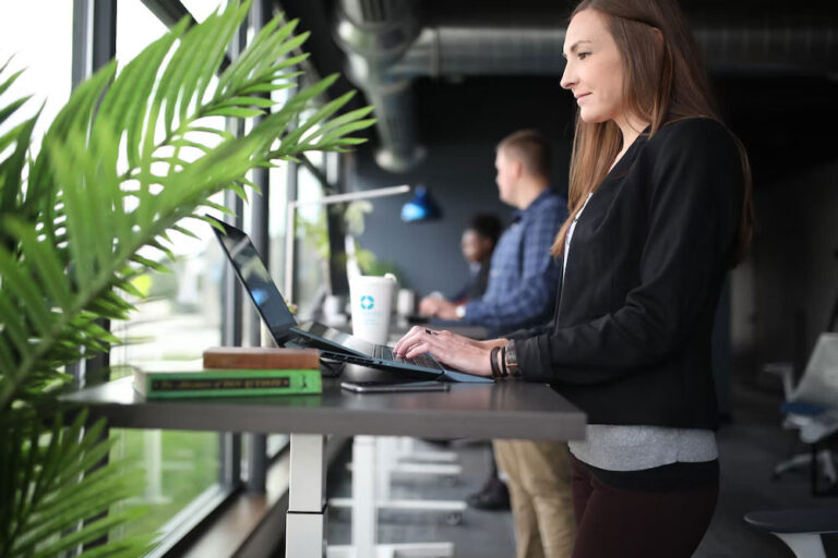 working at desk