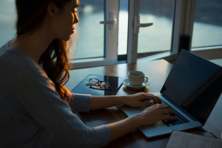 working at desk