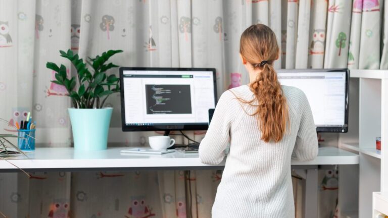 working at desk