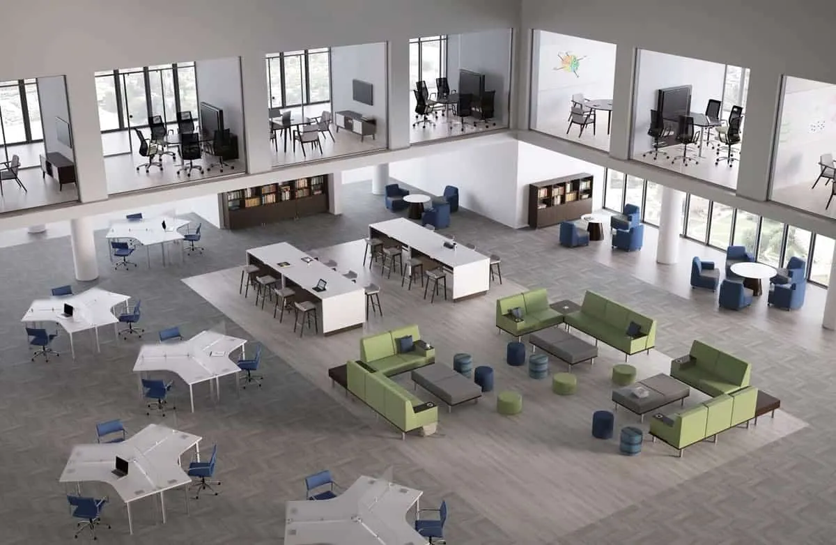 Office Lounge: Cozy office lounge area with modern sofas and coffee table. Office Lounge: Cozy office lounge area with modern sofas and coffee table.