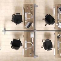 low wall glass workstation