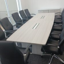 12ft Boat Shape Conference Table in Blanc de Gris