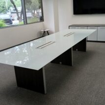 12ft Glass Top Conference Table with Grigio Gray Base