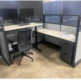 6x6 Cubicle with windows and electric desk d