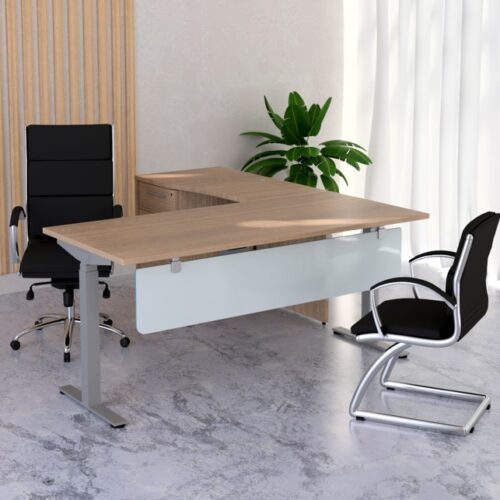 Adjustable Height Desk with Standard Height Return | COR101