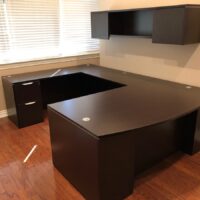 Espresso U shape with wall mounted hutch
