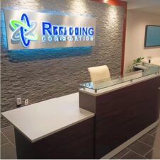 Glass Top Reception Desk in Espresso finish