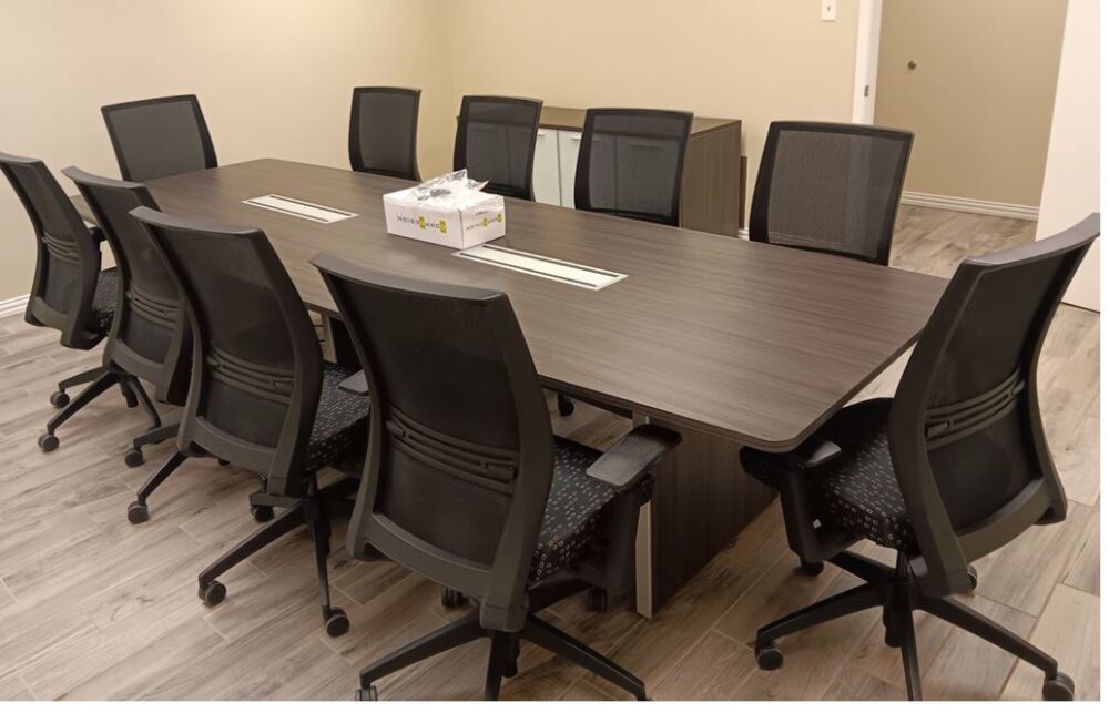 Gray 12ft conference table with chairs Gray 12ft conference table with chairs
