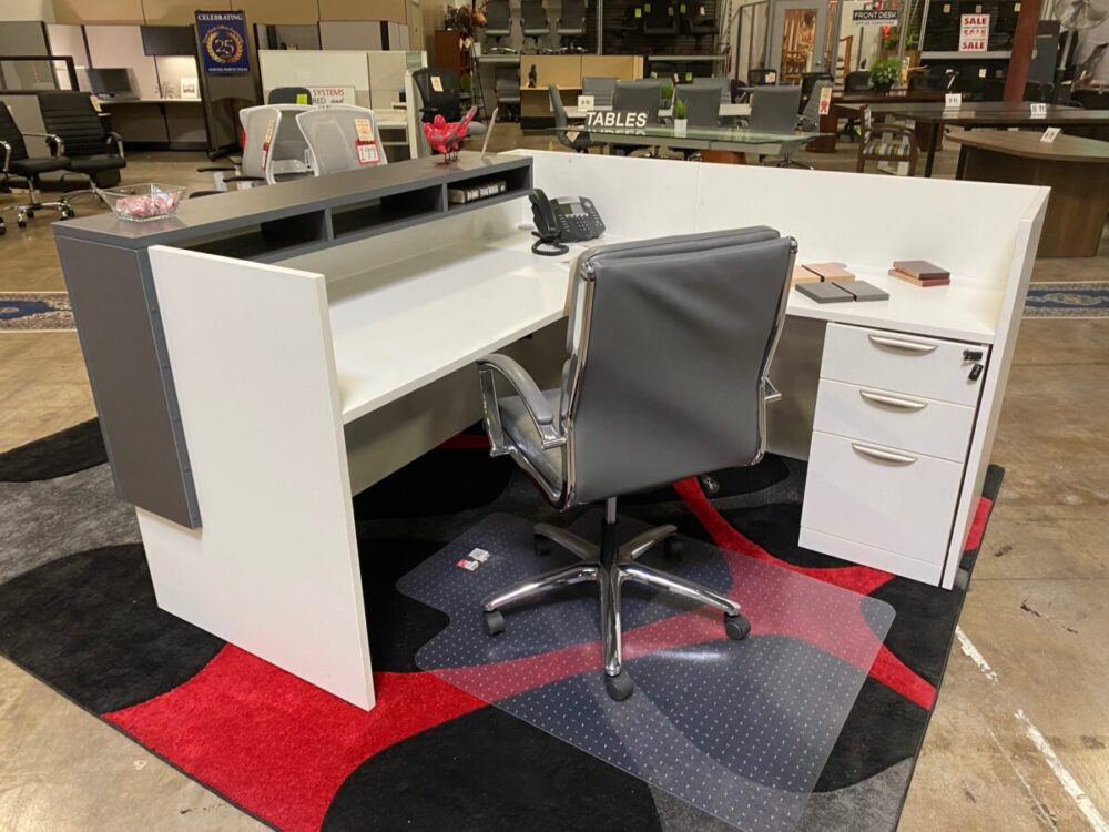 Gray And White Reception Desk L Shape Gray And White Reception Desk L Shape