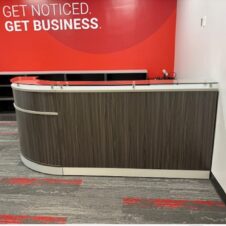Gray L Shape Reception Desk with Glass Counter top