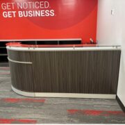 Gray L Shape Reception Desk with Glass Counter top