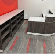 Gray L Shape Reception Desk with Glass Counter top