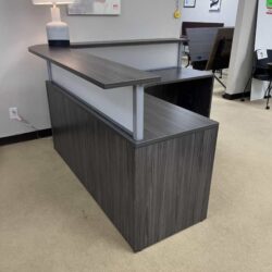 Gray L Shape Reception Desk with Wrapped corners