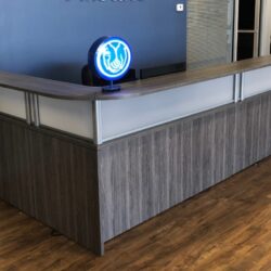 Gray Reception Desk acrylic panels