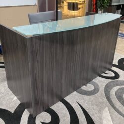 Gray Reception Desk with Glass Top