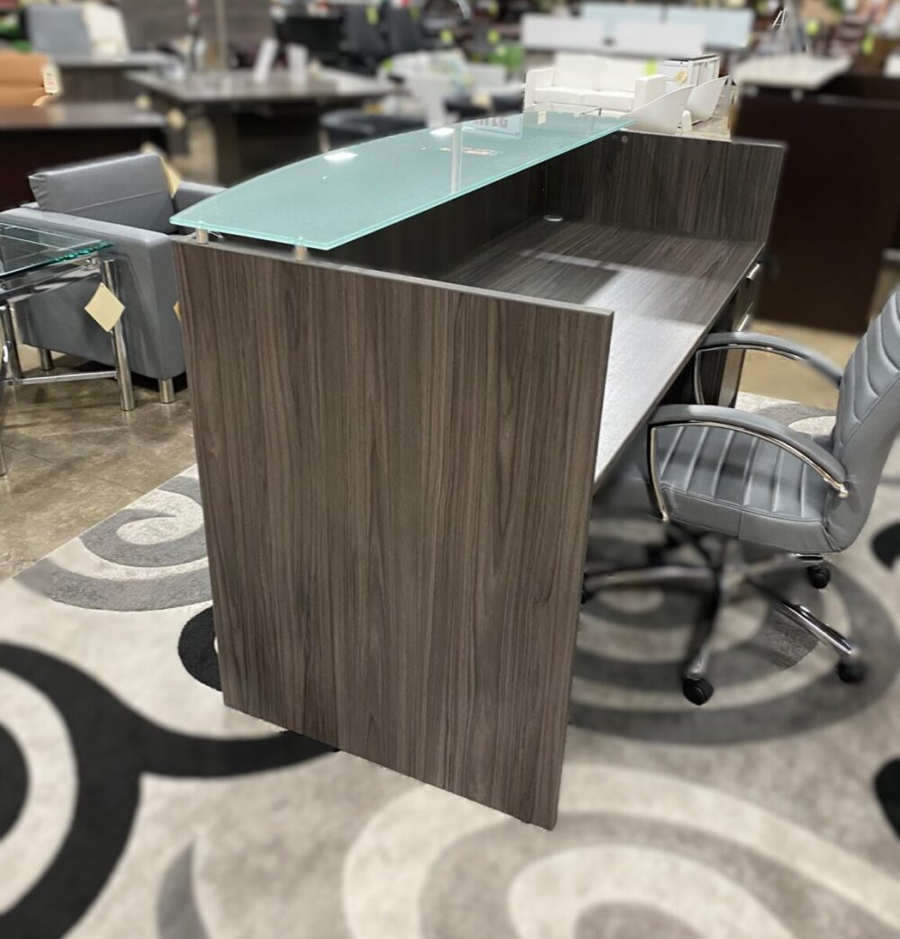 Gray Reception Desk with Glass Top Gray Reception Desk with Glass Top