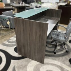 Gray Reception Desk with Glass Top