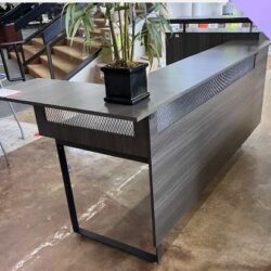 Gray Reception Desk with black metal accents
