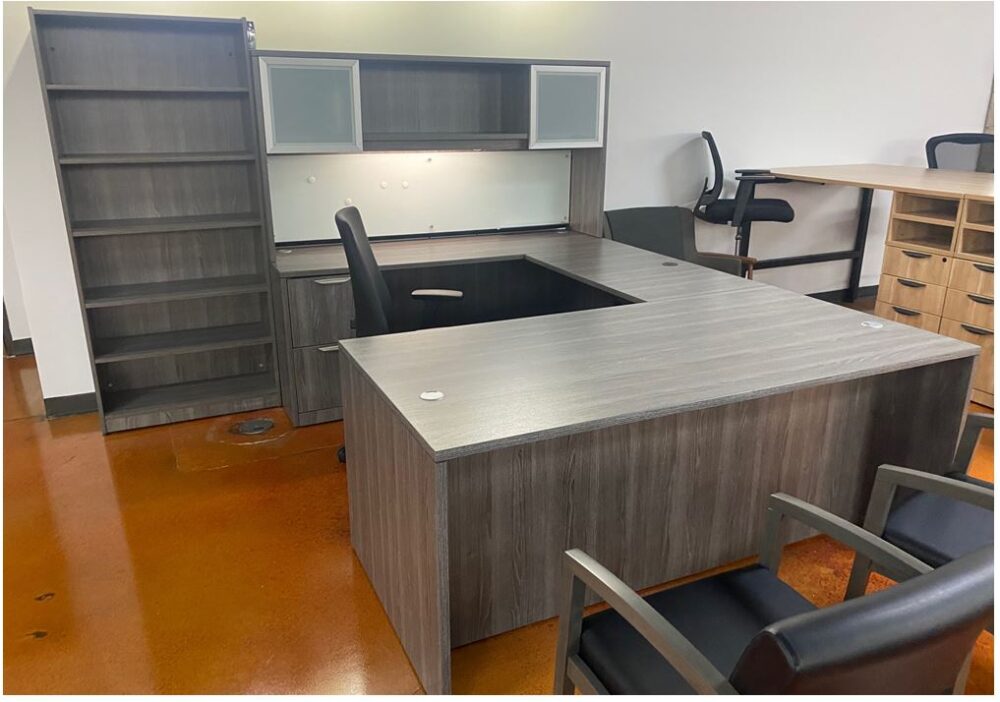 Gray U Shape with Hutch Gray U Shape with Hutch
