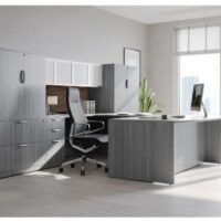 Gray U Shape with Hutch and Storage