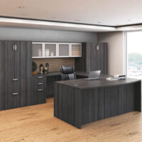 Gray U Shape with Hutch and Storage