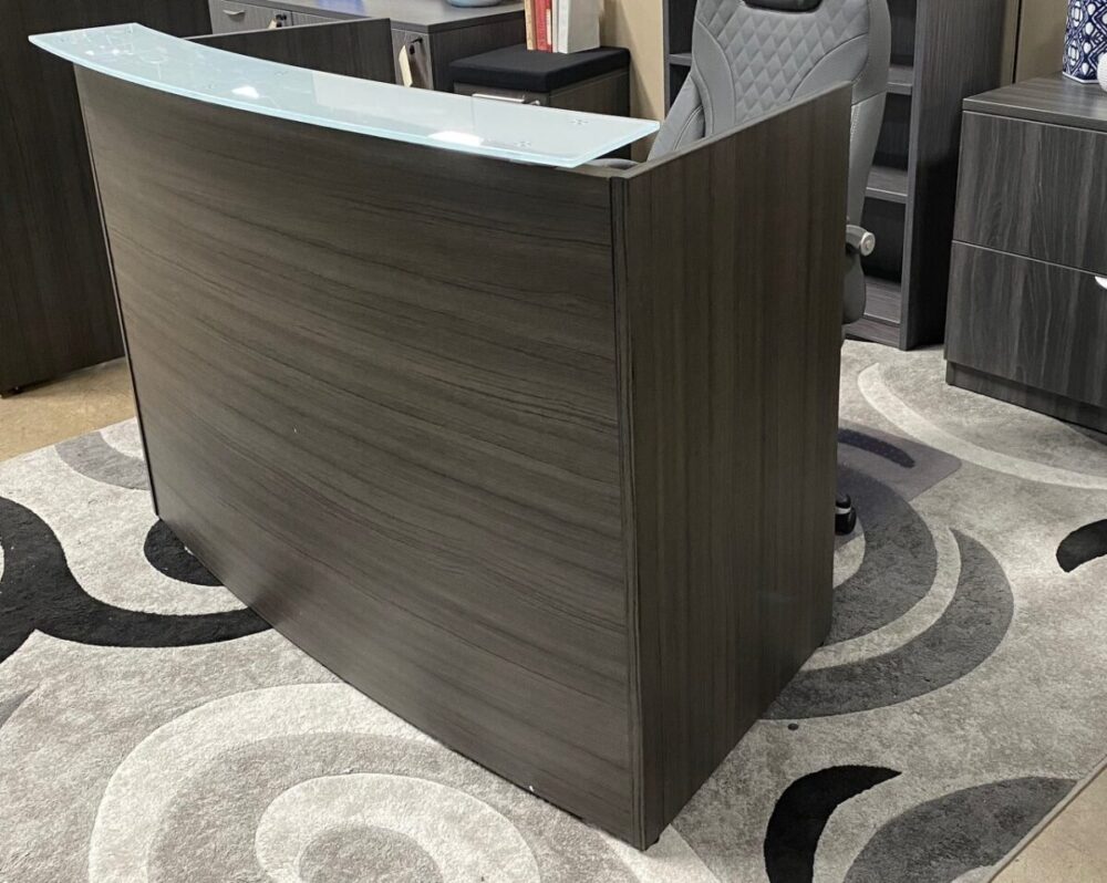 Reception Desk 5ft Gray with Glass Top a Reception Desk 5ft Gray with Glass Top a