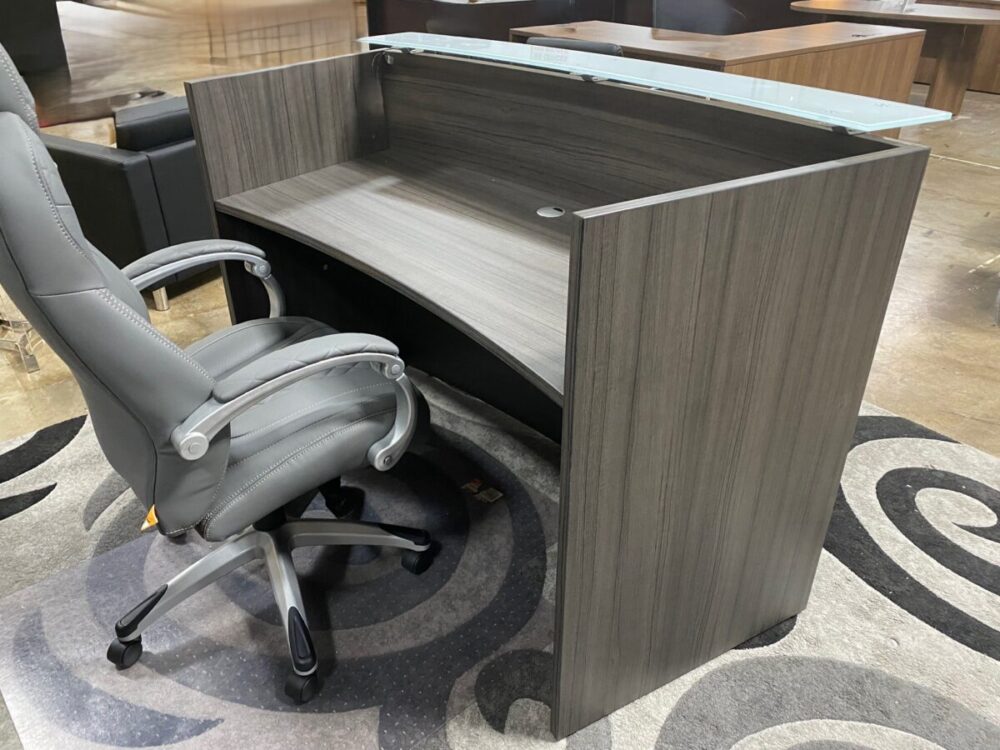 Reception Desk 5ft Gray with Glass Top inside view a Reception Desk 5ft Gray with Glass Top inside view a