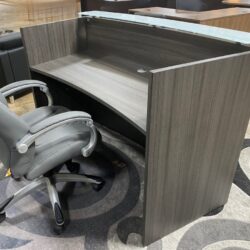 Reception Desk 5ft Gray with Glass Top inside view a