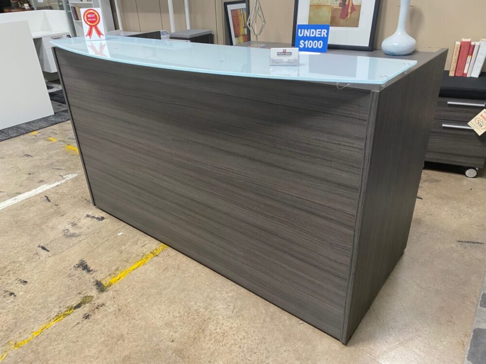 Reception Desk 6ft Gray with Glass Top Reception Desk 6ft Gray with Glass Top