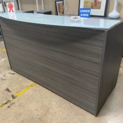 Reception Desk 6ft Gray with Glass Top