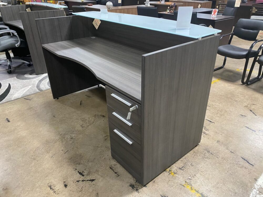 Reception Desk 6ft Gray with Glass Top inside view Reception Desk 6ft Gray with Glass Top inside view