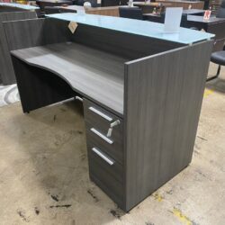 Reception Desk 6ft Gray with Glass Top inside view