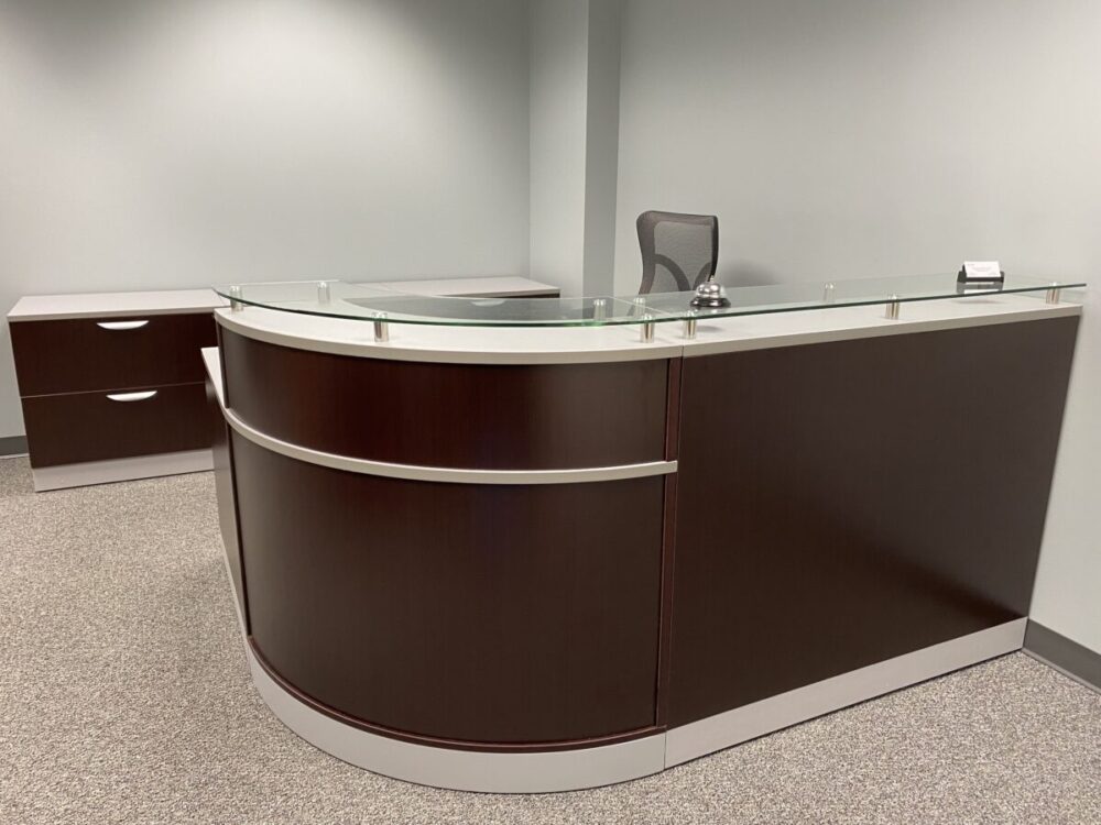 Reception Desk Cordovon Brown finish Curved Front Reception Desk Cordovon Brown finish Curved Front