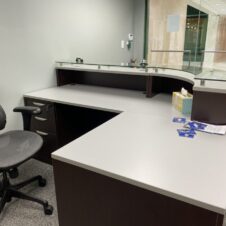 Reception Desk Cordovon Brown finish curved front