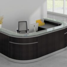 Reception Desk Gray finish curved front