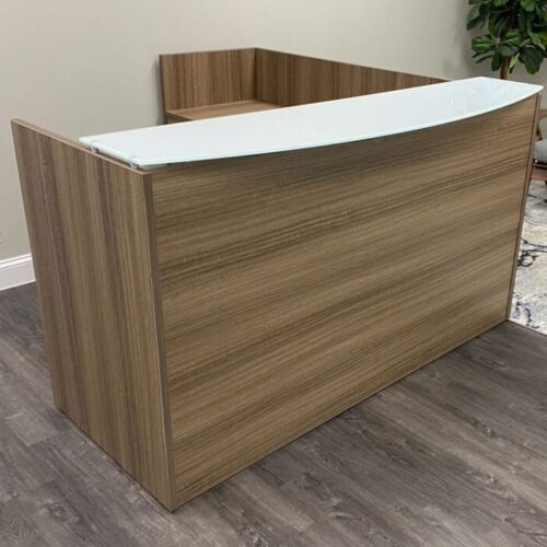 L Shape Reception Desk | White Glass Top | COR402