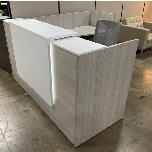 Reception Desk with LED Lights Blanc de gris and white overlay c