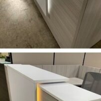 Reception Desk with LED Lights Blanc de gris and white overlay