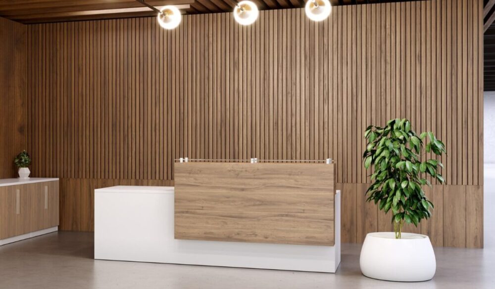 Reception Desk with Overlay and glass top Reception Desk with Overlay and glass top