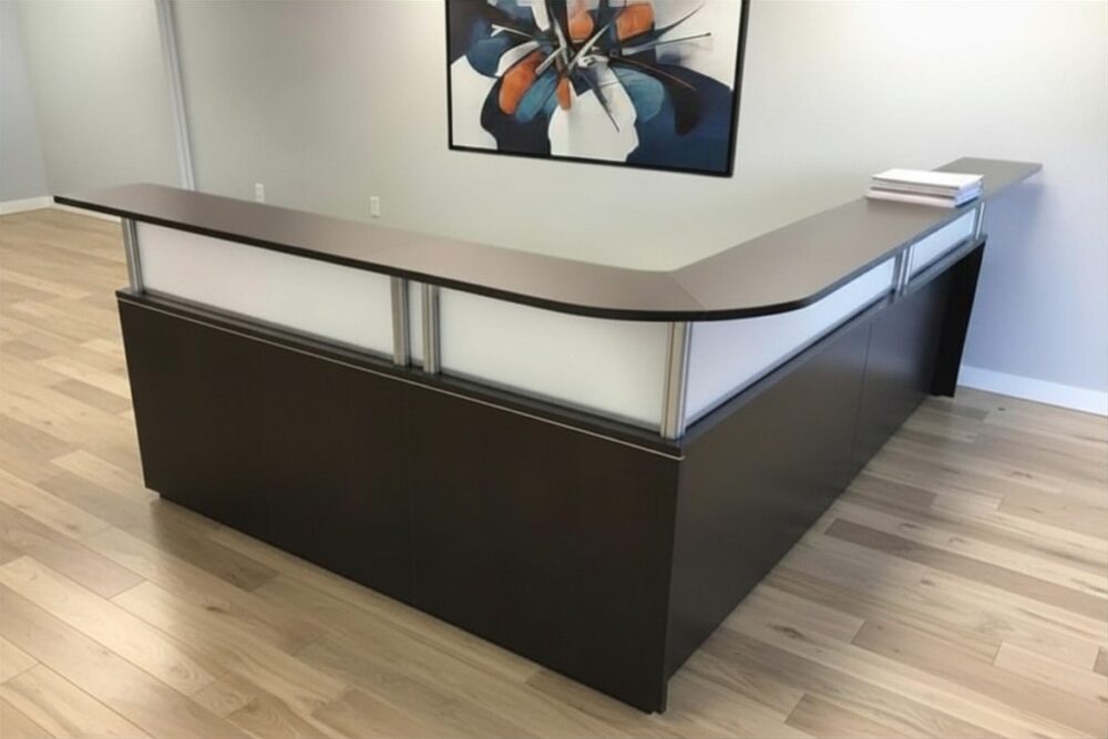 Reception L Shape desk with curved corner a Reception L Shape desk with curved corner a