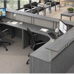 Two person Reception Desk in Gray finish