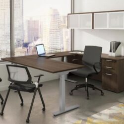 Walnut Height Adjustable L Shape