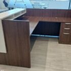 Walnut Reception Desk with White Overlay
