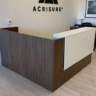 Walnut Reception Desk with White Overlay