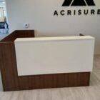 Walnut Reception Desk with White Overlay