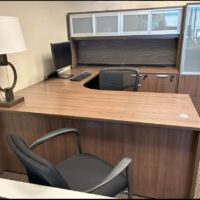 Walnut U Shape with sliding door hutch