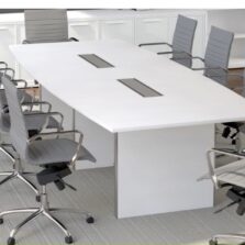 White 10ft Boat Shape Conference Table