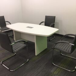 White Boat Shape Conference Table 6ft -Slab base